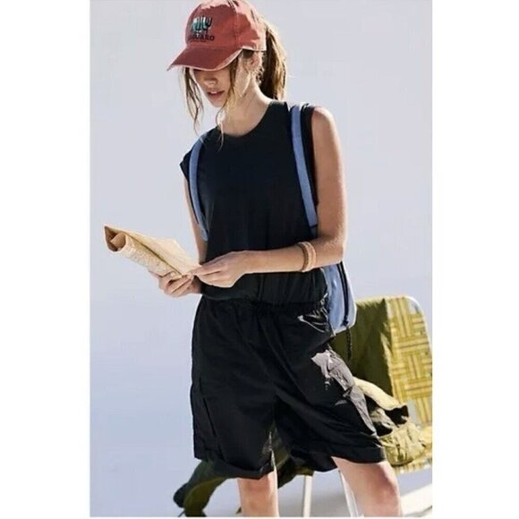FP‎ Movement X Free People Lead The Way Romper Pockets Black XS Utility Run Hike - Picture 3 of 7